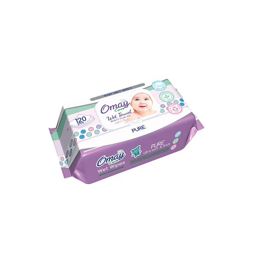 [2] Omay Care Baby Wet Wipes Pure Μωρομάντηλα 120 Τεμάχια