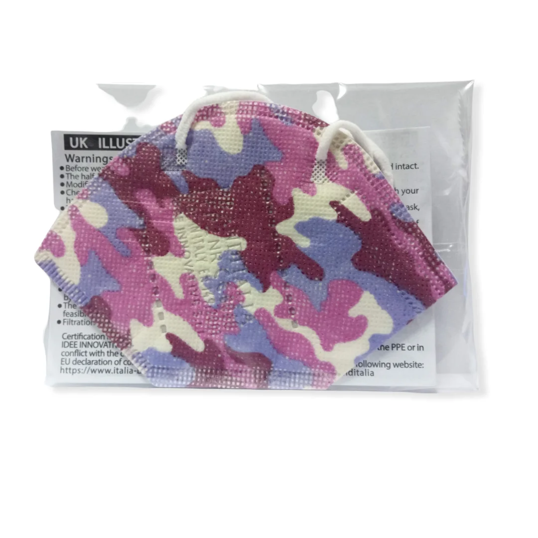 Μάσκα Προστασίας Brand Italia 4 Στρώσεων FFP2 NR Ροζ Mimetic Pink 50 Τεμάχια