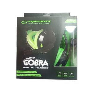 Esperanza Cobra Over Ear Gaming Headset με σύνδεση 2x3.5mm Πράσινο