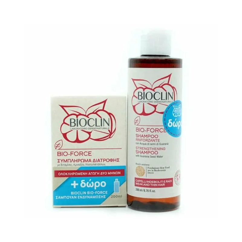 [3-1] Bioclin Bio-Force Συμπλήρωμα Διατροφής για Υγιή Μαλλιά 60 ταμπλέτες + Δώρο Bioclin Bio-Force Shampoo Σαμπουάν Ενδυνάμωσης 200ml