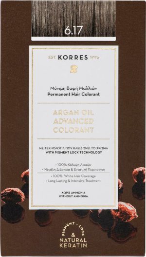[3-1] ΚΟΡΡΕΣ Korres Argan Oil Advanced Colorant 6.17 Ξανθό Σκούρο Μπεζ 50ml